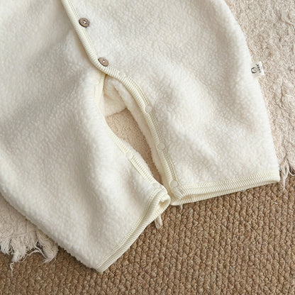 フーディロンパース うさ耳 フード付 ボア 厚手 モコモコ カバーオール【mh0011689】