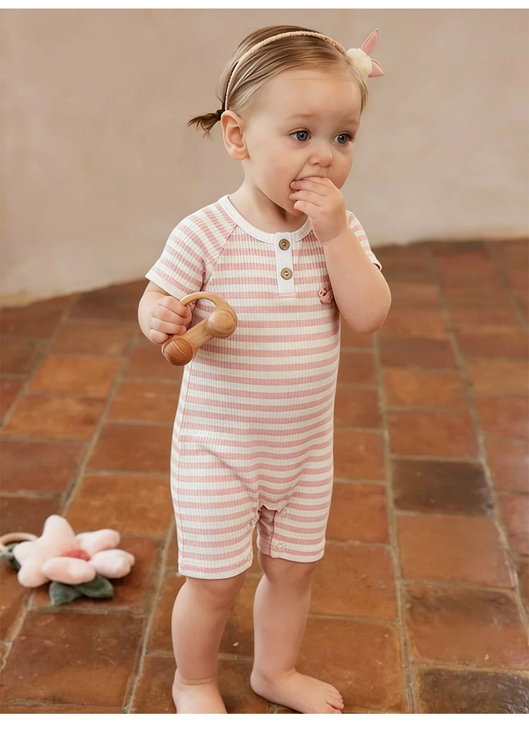 Stripe Short Sleeve Romper ボーダー 半袖ロンパース【mh0013032】