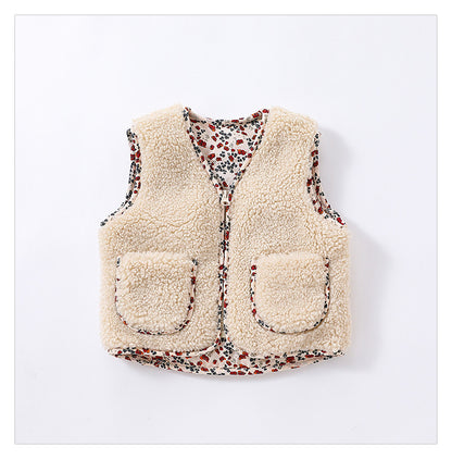 ボアベスト 中綿 厚手 リバーシブル カジュアル アウター【mh0011697】