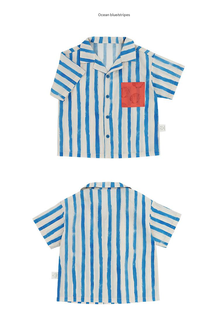 Combed Cotton Striped Shirt Shorts 半袖シャツ ハーフパンツ【mh0013209】