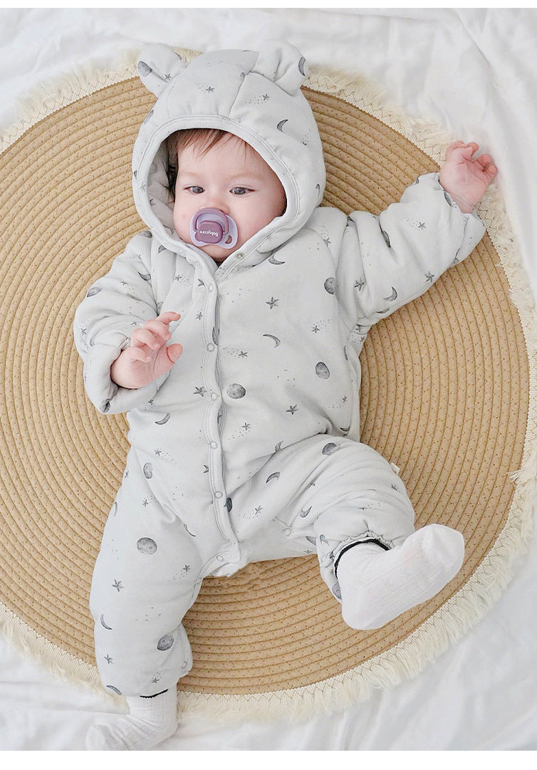 アウタージャンプスーツ 耳付き 中綿 厚手 フード付 ハートリボン【mh0011702】