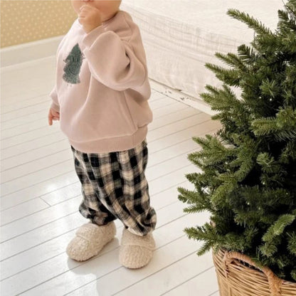 長袖スウェットトレーナー クリスマスツリーモチーフ 裏起毛 プルオーバー トップス【mh0011631】