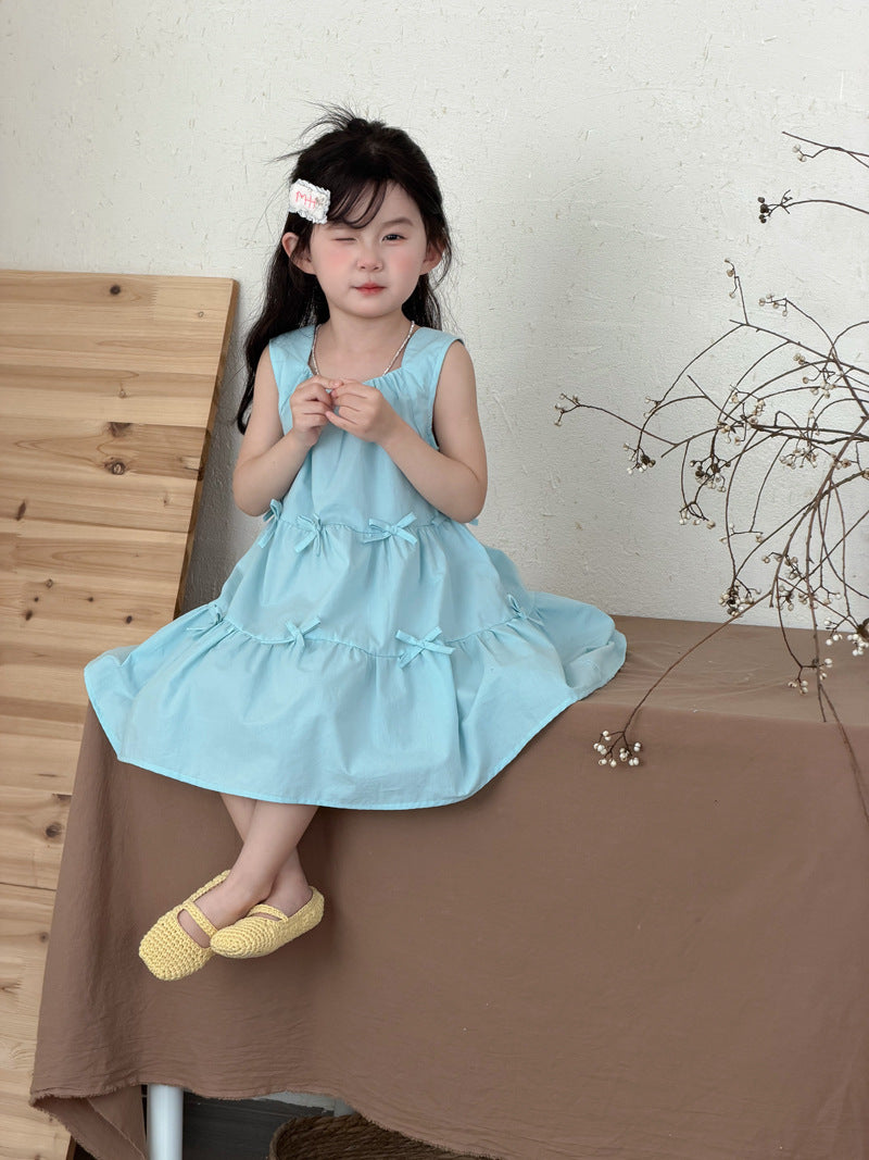Sleeveless Bow Tiered Dress [mh0012747]