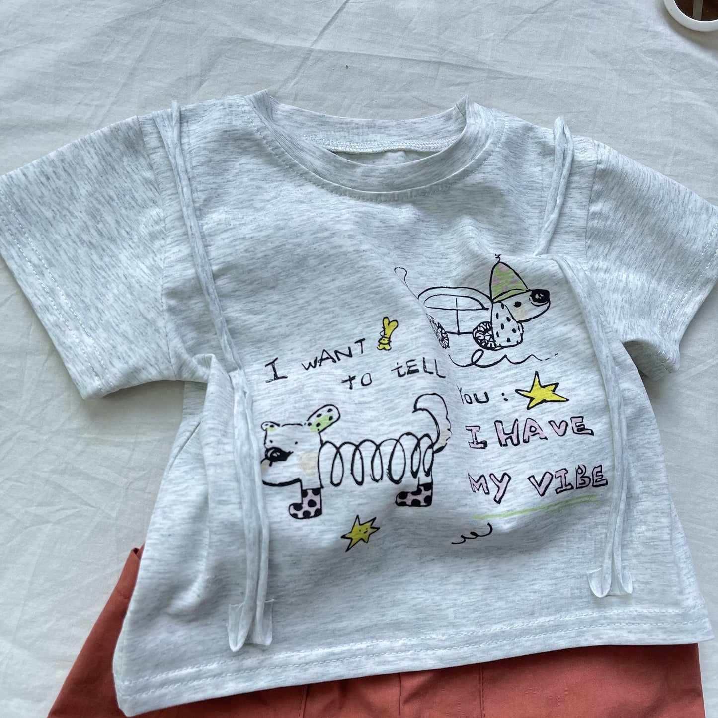 Doodle Art Cotton Shorts Set 犬イラスト 半袖Tシャツ セット【mh0012908】