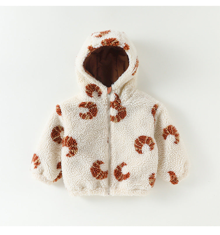 ボアジャケット 厚手 チェリーレモンダイナソーブレッド フード付 カジュアル アウター【mh0011708】