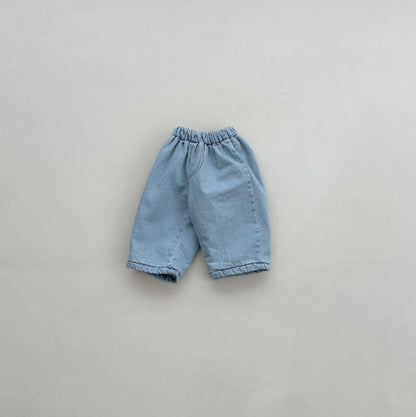 Pantalones largos de mezclilla con forro polar para bebés y niños 【mh0014653】
