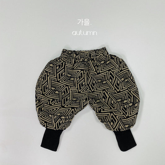 Pantalones largos tipo globo con estampado geométrico para niños【mh0014597】