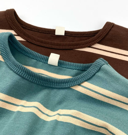 Striped Dropped Shoulder Long Sleeve Top [mh0012561]