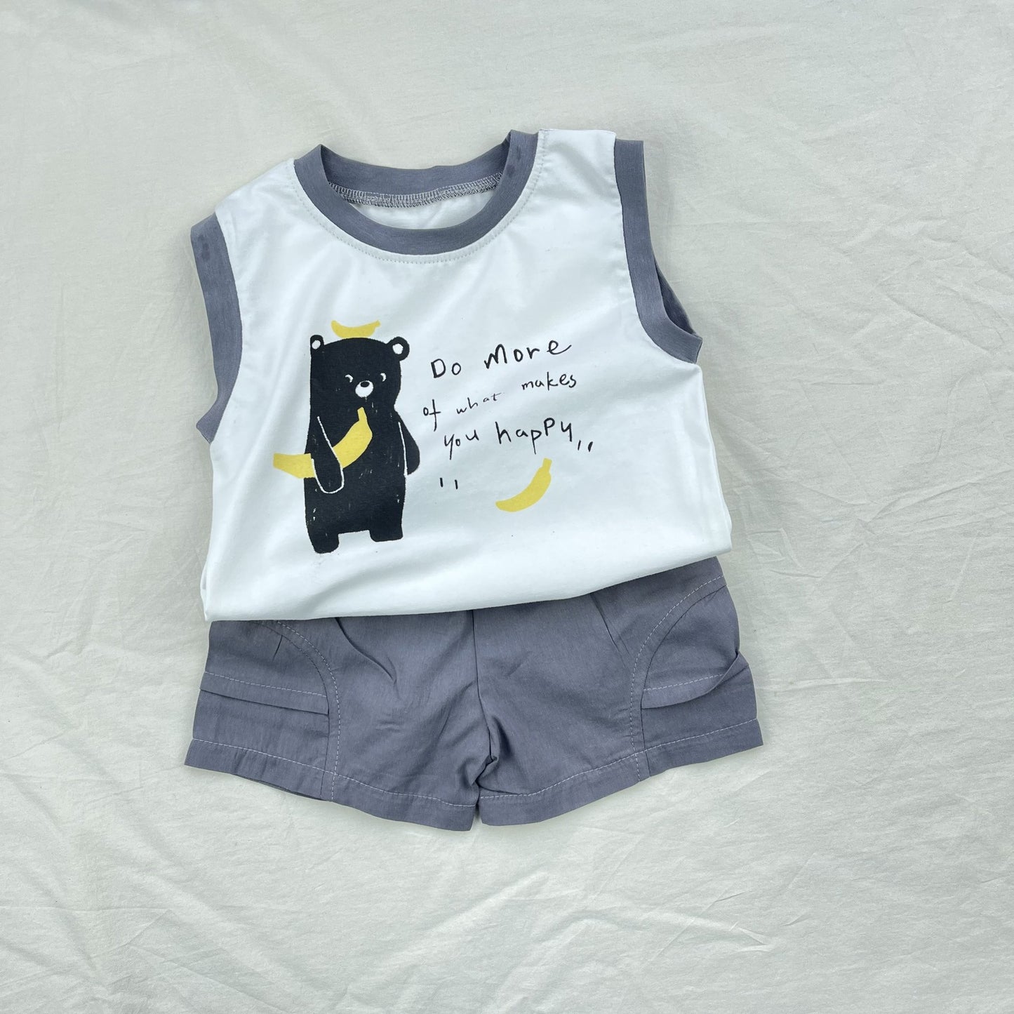 Banana Bear Tank Top Set クマ バナナ ノースリーブ ショートパンツ セット【mh0012909】