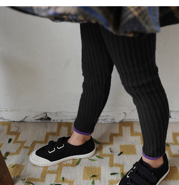 Ribbed Cotton Pajama & Leggings Set Long Sleeve T-shirt Leggings Set [mh0012644]