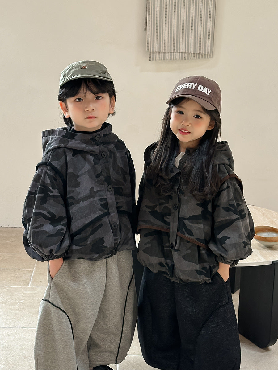 Kids' Camouflage Hooded Blouson Jacket【mh0014779】