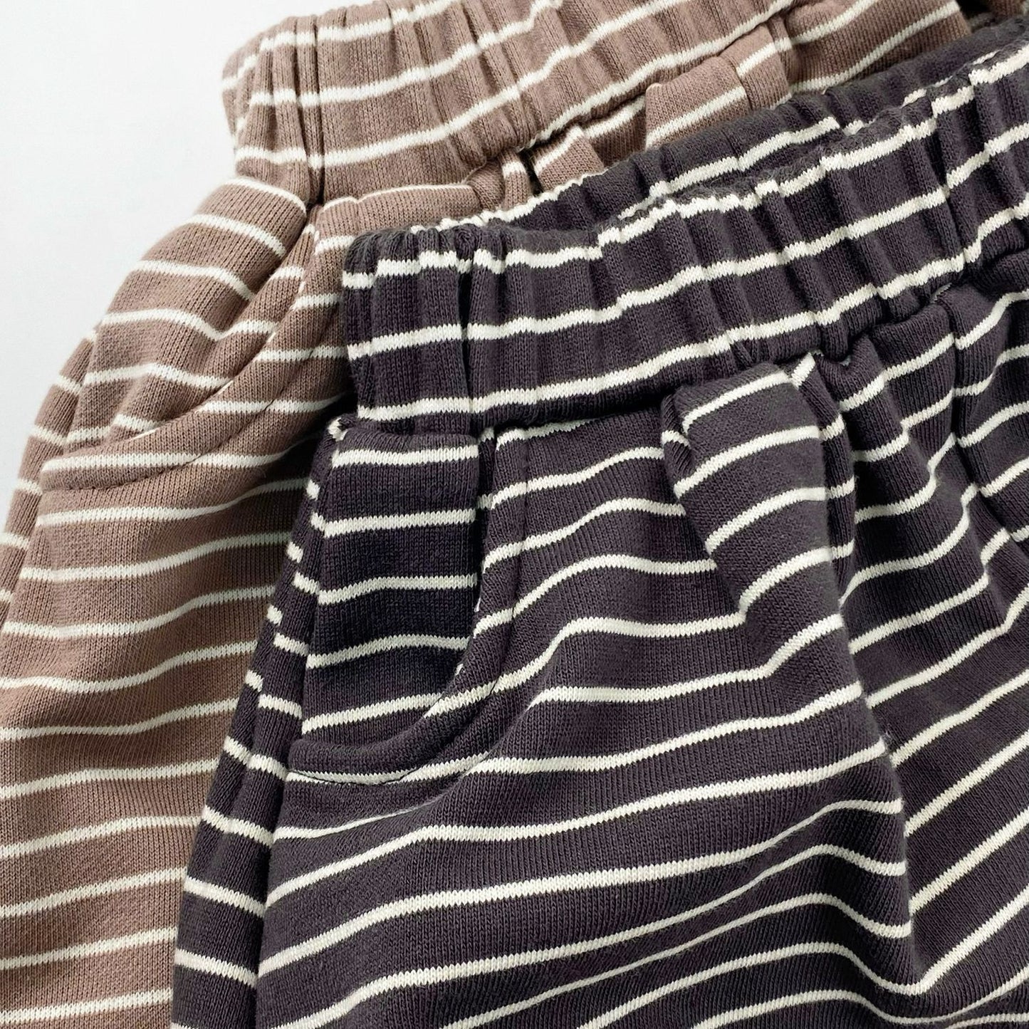 Horizontal Striped Cotton Jogger Pants 【mh0012577】
