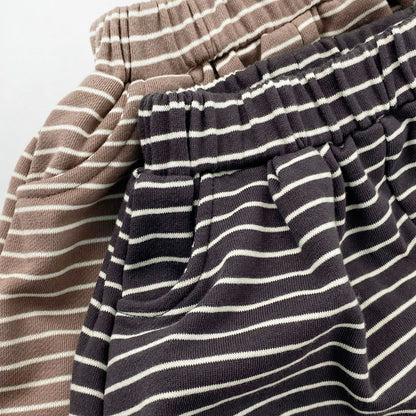 Horizontal Striped Cotton Jogger Pants 【mh0012577】