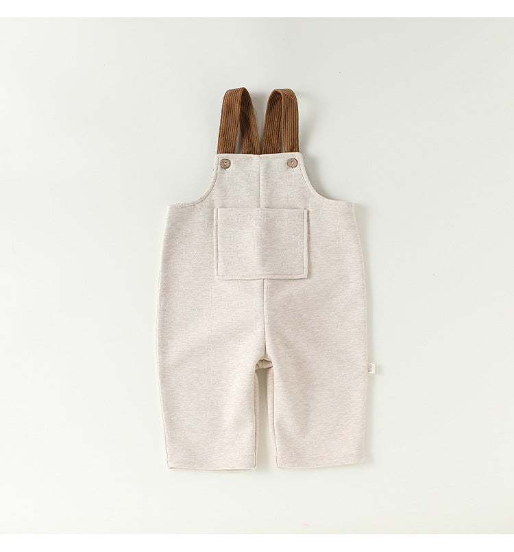 サロペット ウール調 厚手 しっぽ付 オーバーオール 防寒【mh0011707】