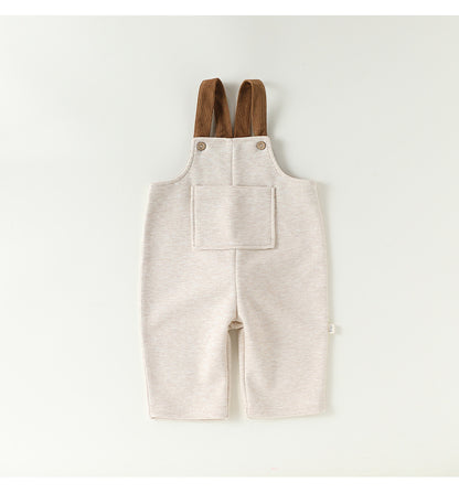 サロペット ウール調 厚手 しっぽ付 オーバーオール 防寒【mh0011707】