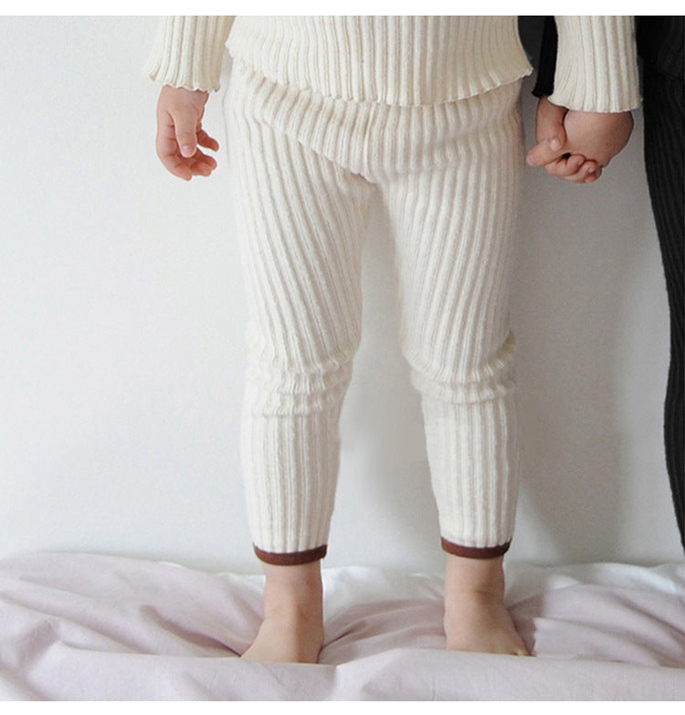 Ribbed Cotton Pajama & Leggings Set Long Sleeve T-shirt Leggings Set [mh0012644]