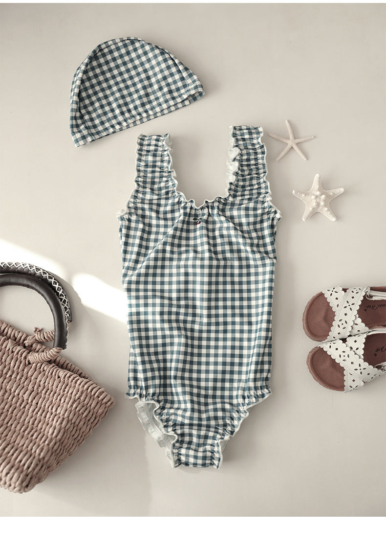 UPF50 Plus Gingham Ruffled One-piece ギンガムチェック 水着【mh0012602】
