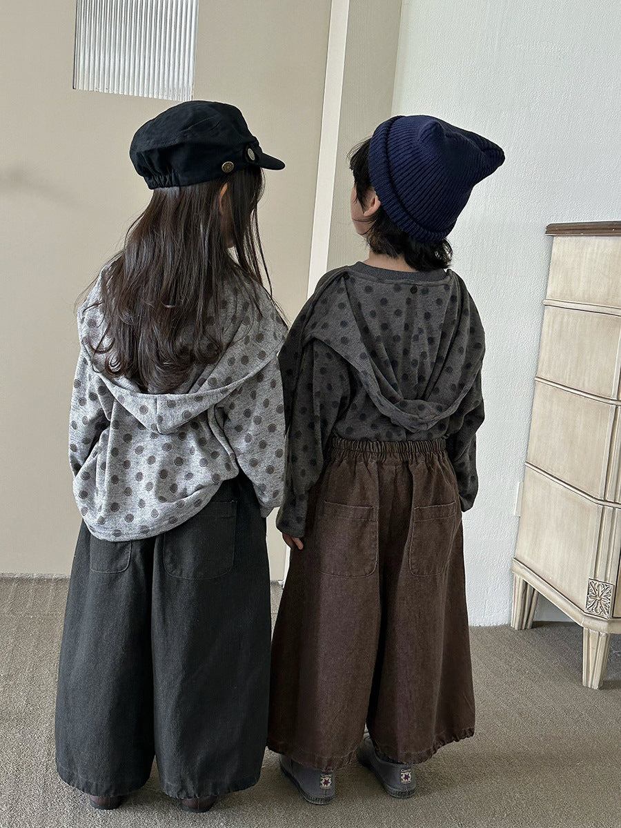 キッズ パッチワーク ウォッシュ ワイド ルーズ クロップドパンツ【mh0014295】