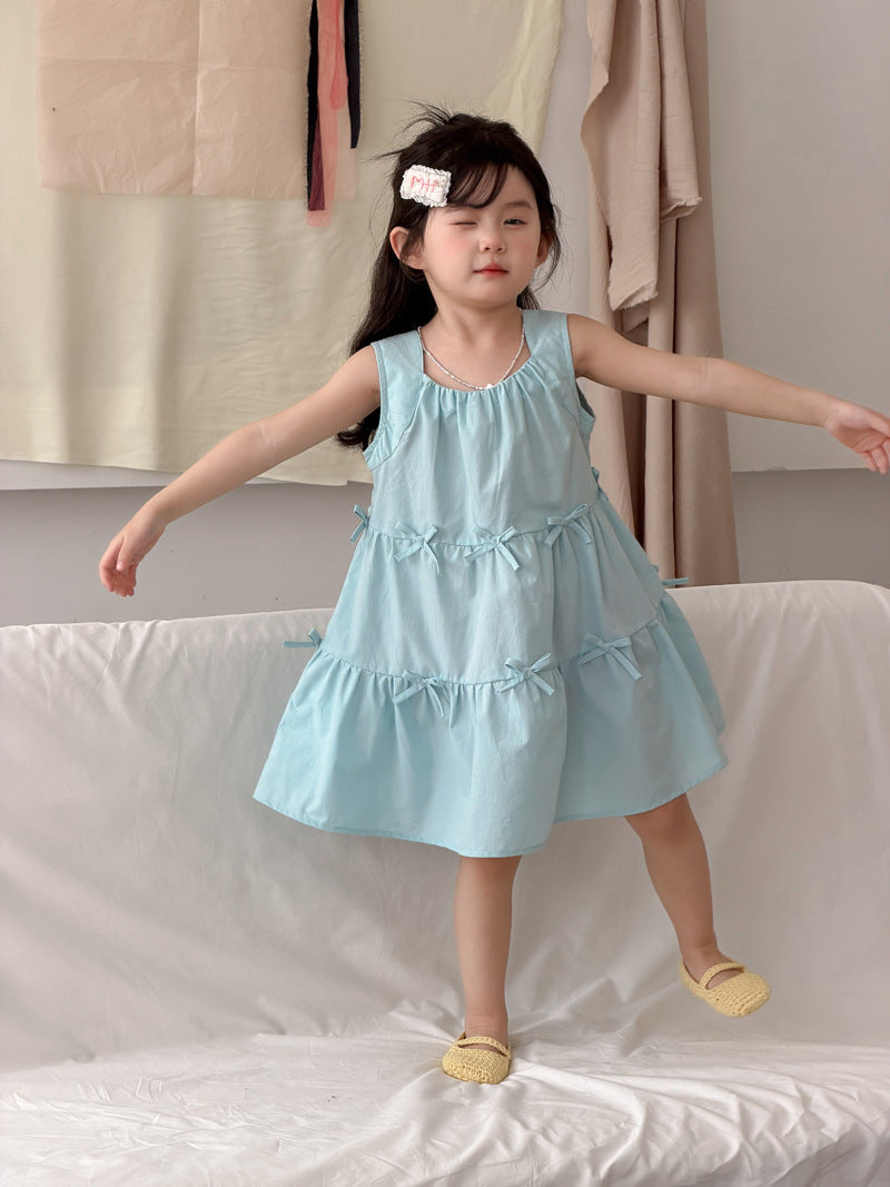 Sleeveless Bow Tiered Dress [mh0012747]