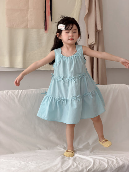 Sleeveless Bow Tiered Dress [mh0012747]