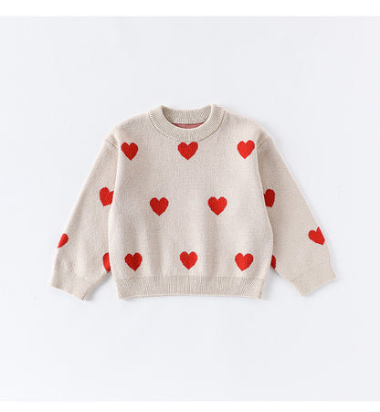 長袖セーター いちご/ハート ニットトップス プルオーバー【mh0011726】