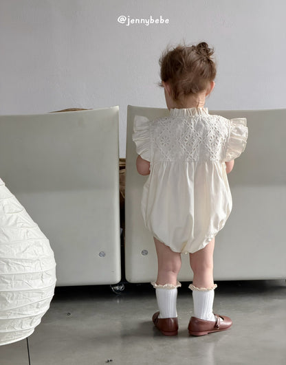 Eyelet Cotton Frill Romper コットン レース 袖フリル ロンパース【mh0012553】
