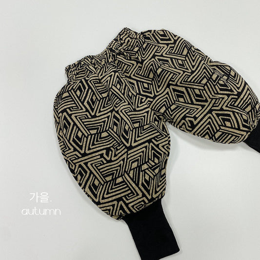 Pantalones largos tipo globo con estampado geométrico para niños【mh0014597】