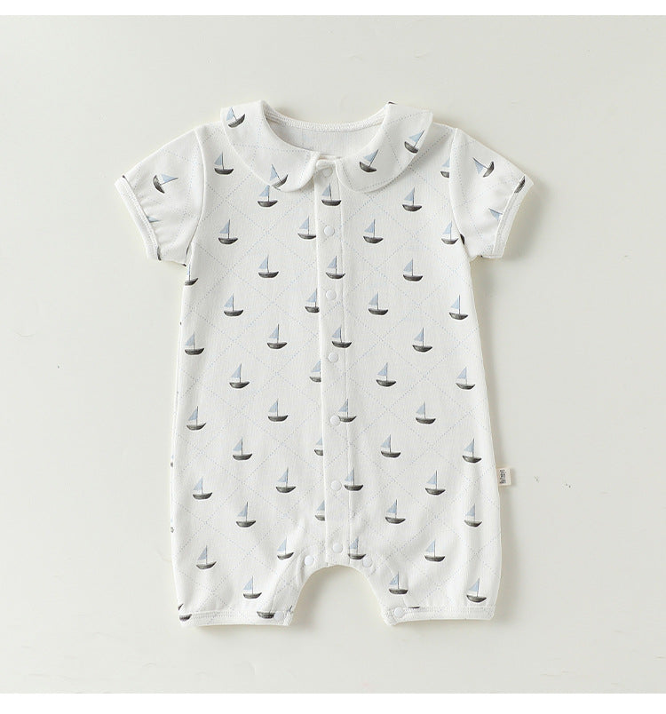 Plaid Cotton Romper ドールカラー 半袖ロンパース【mh0013028】