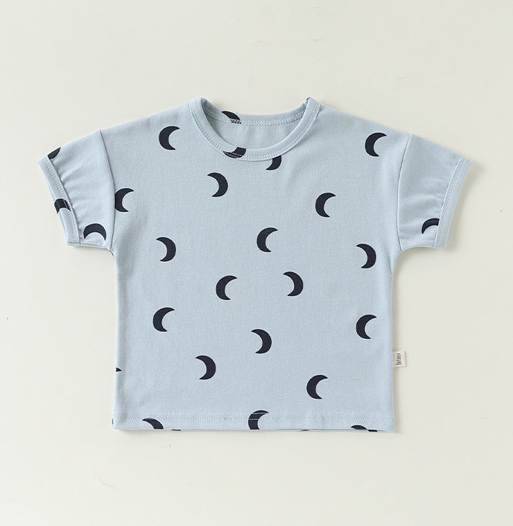 Crescent Moon Series ムーンプリント ロンパース Tシャツ【mh0013026】