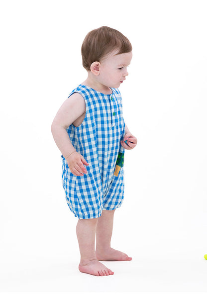 Gingham Sleeveless Jumpsuit Romper チェック ノースリーブロンパース【mh0013216】