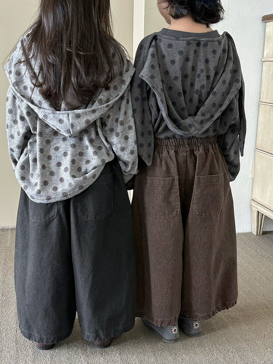 キッズ パッチワーク ウォッシュ ワイド ルーズ クロップドパンツ【mh0014295】