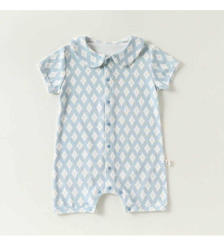 Plaid Cotton Romper ドールカラー 半袖ロンパース【mh0013028】