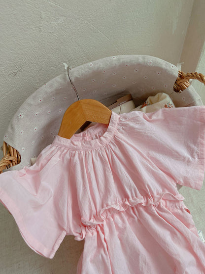 Ruffle Sleeve Summer Romper フリルスリーブ 半袖 ロンパース【mh0012686】