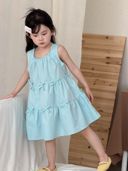 Sleeveless Bow Tiered Dress [mh0012747]