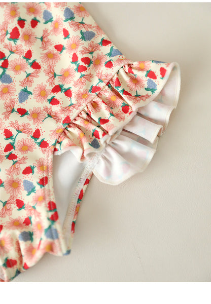 UPF50 Plus Floral Gingham Ruffled One-piece 花柄 ギンガムチェック 水着【mh0012599】