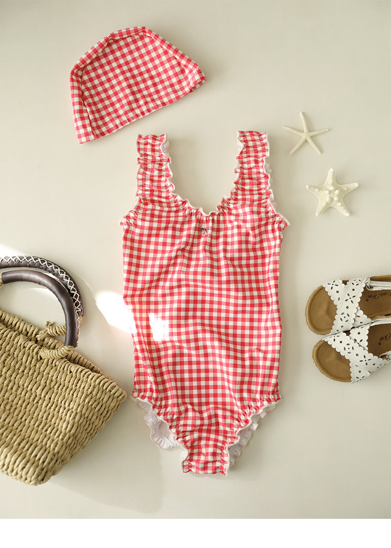 UPF50 Plus Gingham Ruffled One-piece ギンガムチェック 水着【mh0012602】