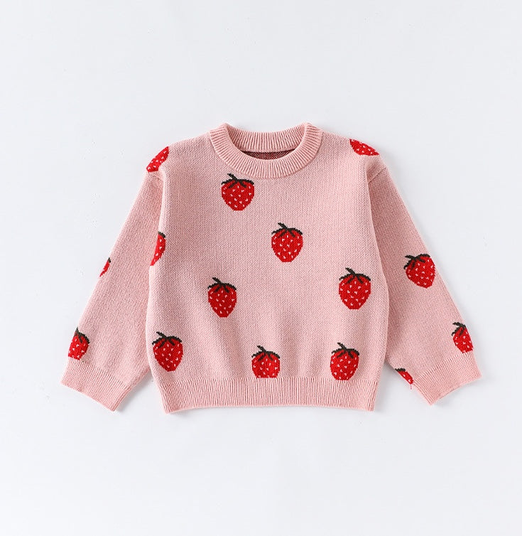 長袖セーター いちご/ハート ニットトップス プルオーバー【mh0011726】