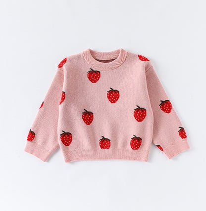 長袖セーター いちご/ハート ニットトップス プルオーバー【mh0011726】
