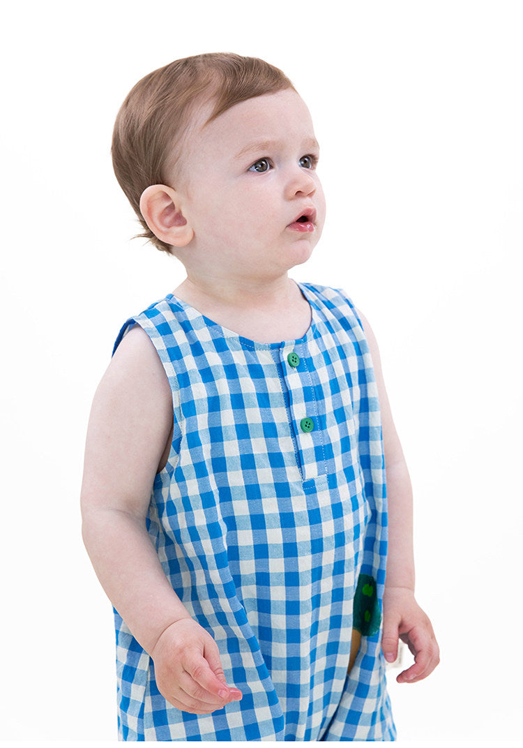 Gingham Sleeveless Jumpsuit Romper チェック ノースリーブロンパース【mh0013216】