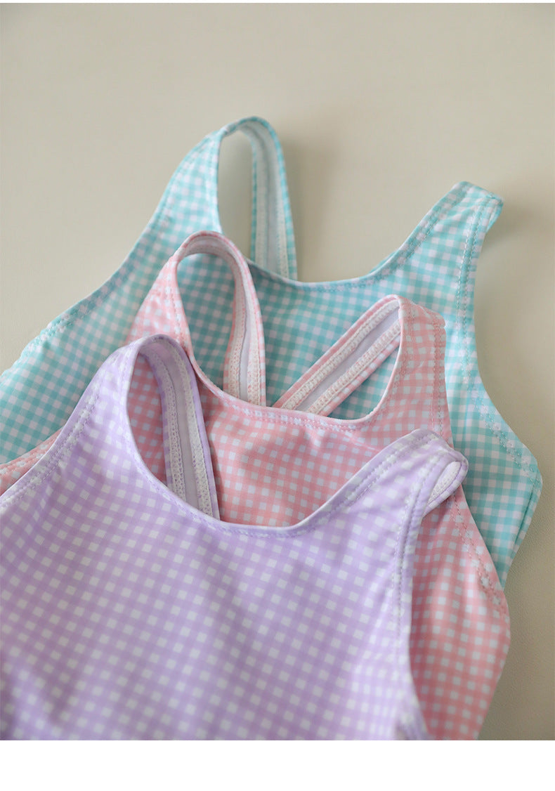 UPF50+ Gingham Ruffled One-Piece Swimsuit [mh0012586]