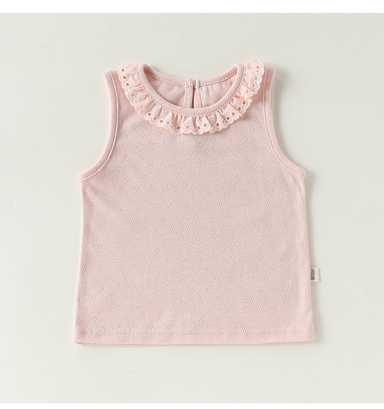 Eyelet Lace Sleeveless Tee ラッフルレース ノースリーブTシャツ【mh0013043】