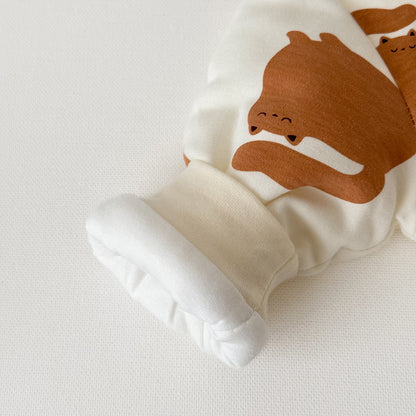 アウタージャンプスーツ 耳付きフーディ 中綿 厚手 プリント【mh0011695】