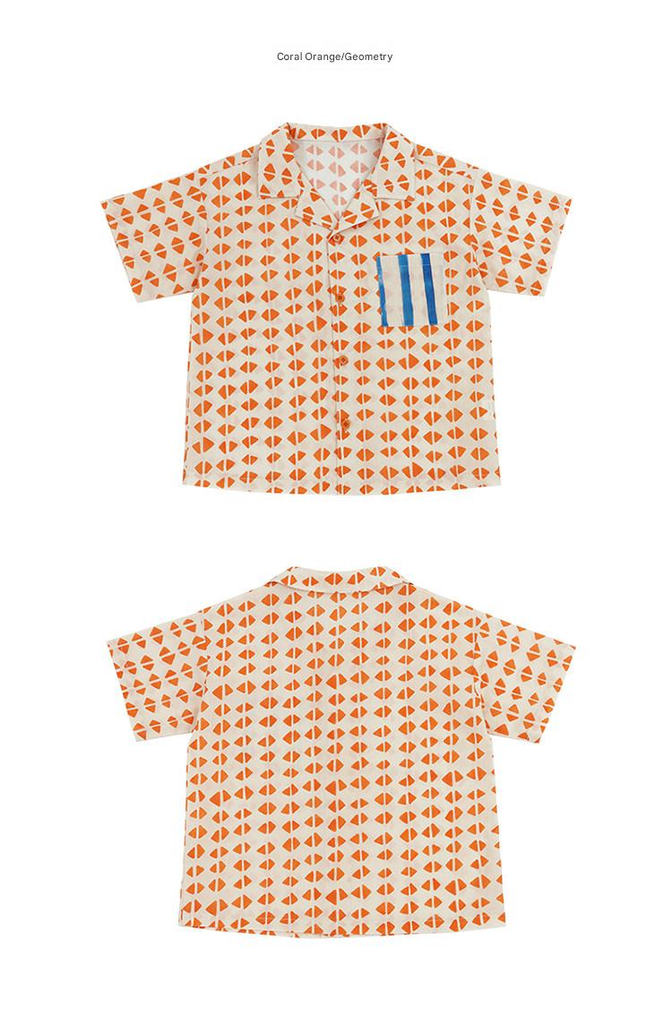 Combed Cotton Striped Shirt Shorts 半袖シャツ ハーフパンツ【mh0013209】