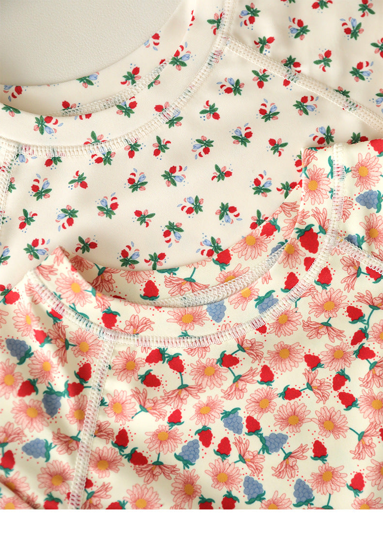 UPF50 Plus Floral Gingham Long Sleeve Swimsuit 花柄 ギンガムチェック 水着【mh0012600】