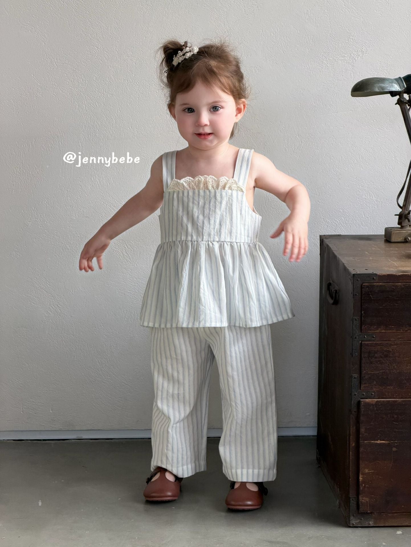 Striped Cami Wide Pants Set ストライプ キャミ ワイドパンツ セット【mh0012529】