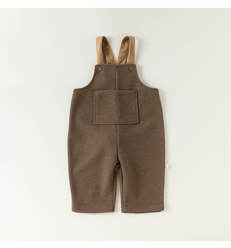 サロペット ウール調 厚手 しっぽ付 オーバーオール 防寒【mh0011707】