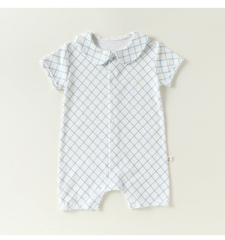 Plaid Cotton Romper ドールカラー 半袖ロンパース【mh0013028】