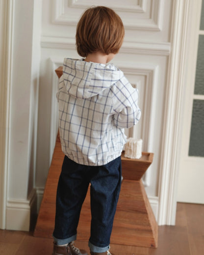 ウィンドブレーカー チェック柄 キッズ フード付き 調整可能【mh0011557】