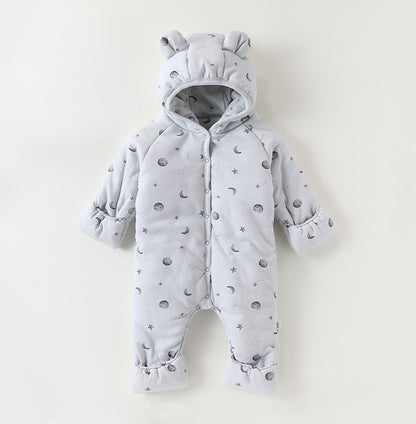 アウタージャンプスーツ 耳付き 中綿 厚手 フード付 ハートリボン【mh0011702】