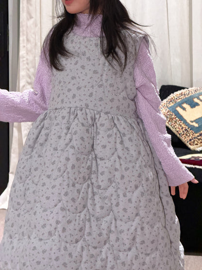Vestido sin mangas acolchado con estampado floral para niñas y jóvenes【mh0014691】